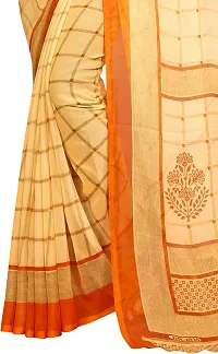 Stylish Beige Georgette Checked Saree with Blouse piece For Women-thumb4