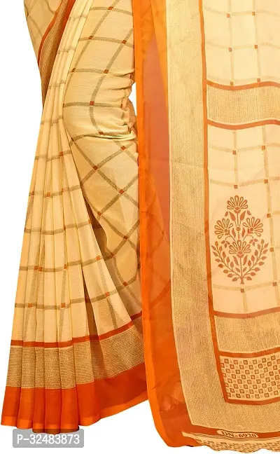 Stylish Beige Georgette Checked Saree with Blouse piece For Women-thumb5