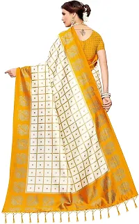 Elegant Multicoloured Silk Blend Saree with Blouse piece For Women-thumb1