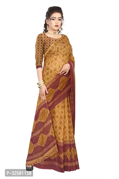 Stylish Yellow Georgette Printed Saree with Blouse piece For Women-thumb5