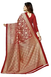 Beautiful Maroon Art Silk Woven Design Saree With Blouse Piece For Women-thumb2