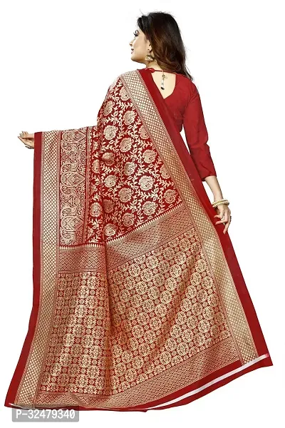 Beautiful Maroon Art Silk Woven Design Saree With Blouse Piece For Women-thumb3