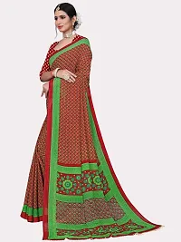 Beautiful Multicoloured Georgette Printed Saree With Blouse Piece For Women-thumb1