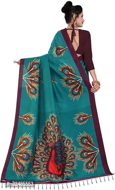 Elegant Art Silk Printed Saree with Blouse piece For Women-thumb2