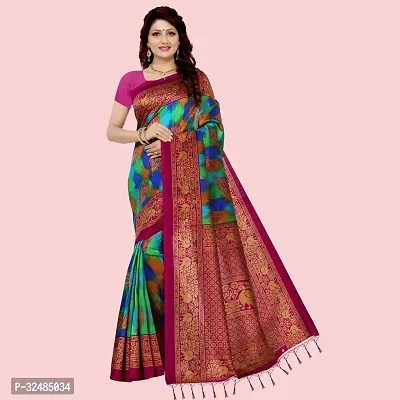 Elegant Art Silk Self Pattern Saree with Blouse piece For Women-thumb0