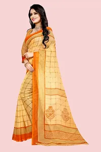 Stylish Yellow Georgette Checked Saree with Blouse piece For Women-thumb3