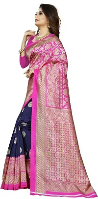 Beautiful Pink Art Silk Woven Design Saree With Blouse Piece For Women-thumb1