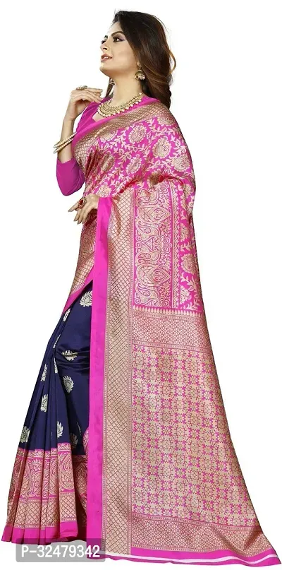 Beautiful Pink Art Silk Woven Design Saree With Blouse Piece For Women-thumb2