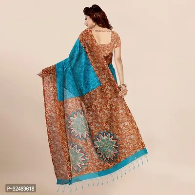 Beautiful Art Silk Blue Printed  Saree with Blouse piece For Women-thumb3