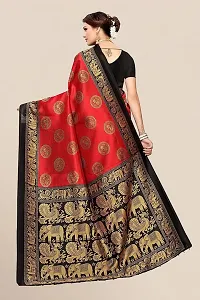 Beautiful Red Art Silk Woven Design Saree With Blouse Piece For Women-thumb1