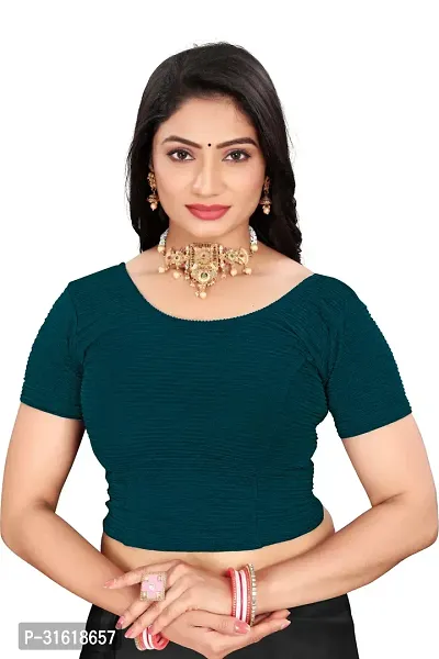 Reliable Blue Lycra Blend Stitched Blouses For Women