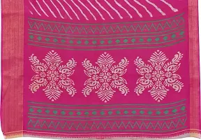 Beautiful Pink Cotton Silk Striped Saree With Blouse Piece For Women-thumb3