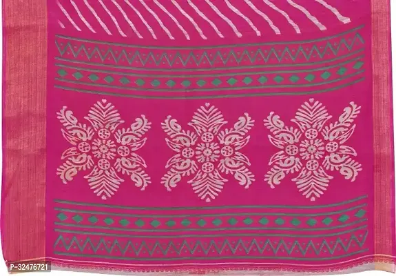 Beautiful Pink Cotton Silk Striped Saree With Blouse Piece For Women-thumb4