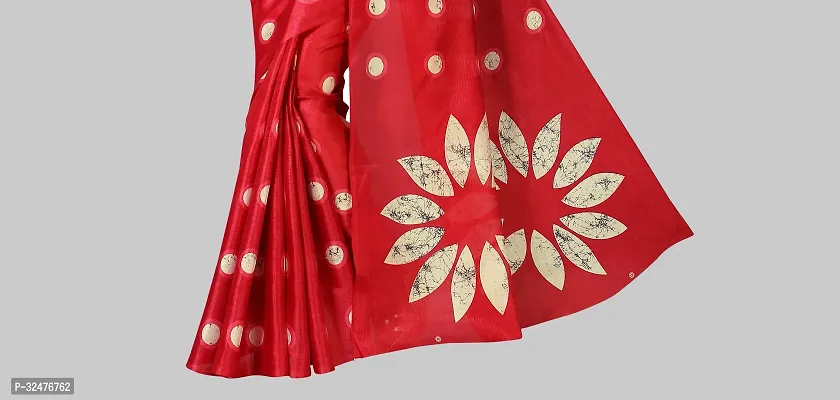 Beautiful Red Art Silk Printed Saree With Blouse Piece For Women-thumb4