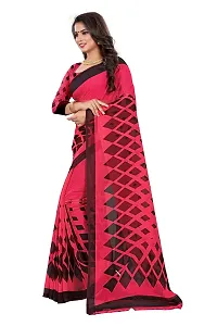 Beautiful Pink Georgette Printed Saree With Blouse Piece For Women-thumb1