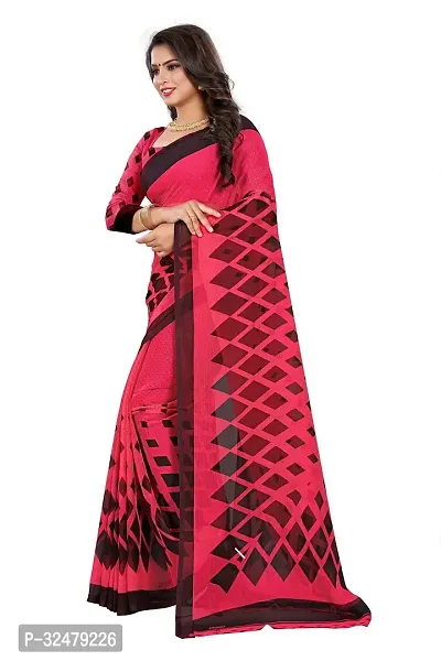 Beautiful Pink Georgette Printed Saree With Blouse Piece For Women-thumb2