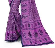 Beautiful Purple Georgette Printed Saree With Blouse Piece For Women-thumb3