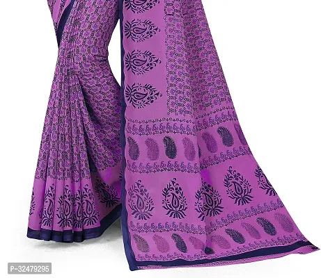 Beautiful Purple Georgette Printed Saree With Blouse Piece For Women-thumb4