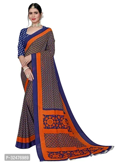 Beautiful Multicoloured Georgette Printed Saree With Blouse Piece For Women