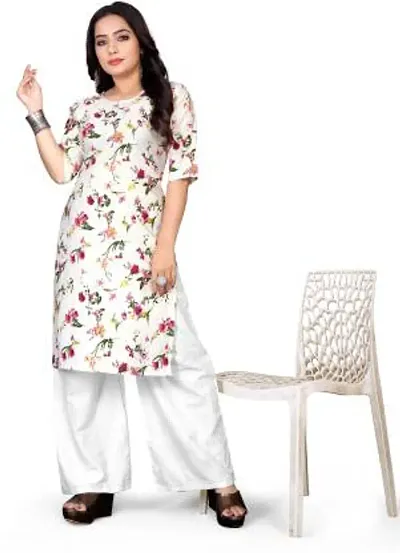 Stylish Crepe Printed Straight Kurtis