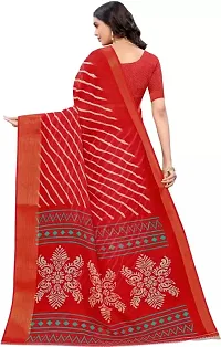 Beautiful Red Cotton Silk Striped Saree With Blouse Piece For Women-thumb3