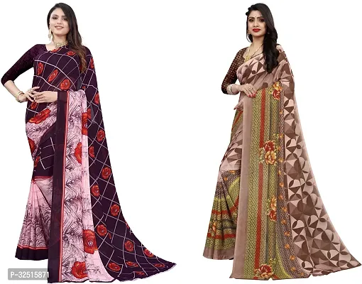 Stylish Georgette Printed Saree with Blouse piece For Women Pack Of 2