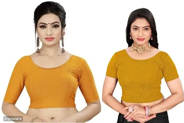 Reliable Yellow Lycra Blend Stitched Blouses For Women Pack Of 2