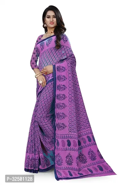 Stylish Purple Georgette Printed Saree with Blouse piece For Women-thumb0