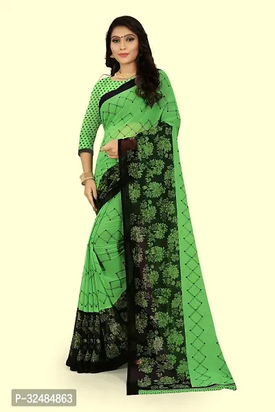 Elegant Georgette Printed Saree with Blouse piece For Women-thumb0