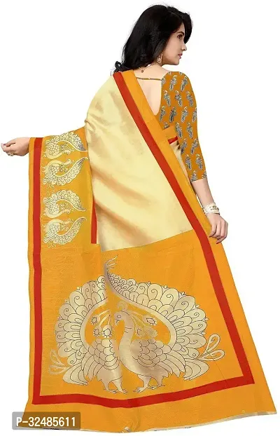 Elegant Cotton Silk Printed Saree with Blouse piece For Women-thumb3