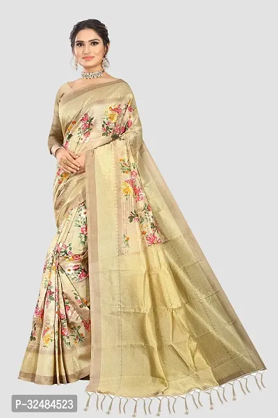 Elegant Art Silk Printed Saree with Blouse piece For Women-thumb0