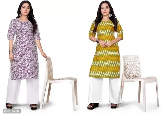 Stylish Crepe Stitched Kurta For Women Pack Of 2-thumb0