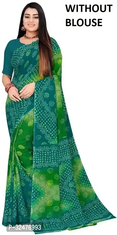 Beautiful Green Georgette Printed Saree For Women-thumb0