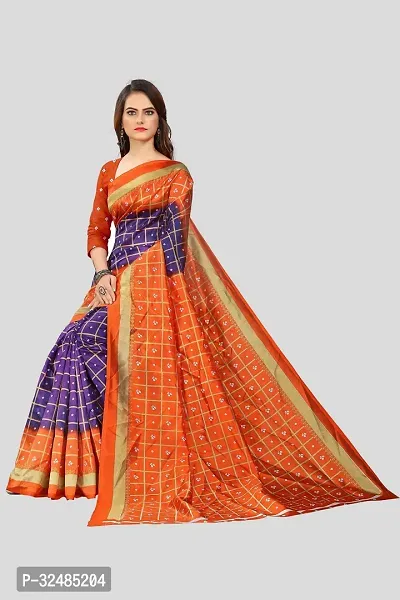 Elegant Art Silk Checked Saree with Blouse piece For Women-thumb5