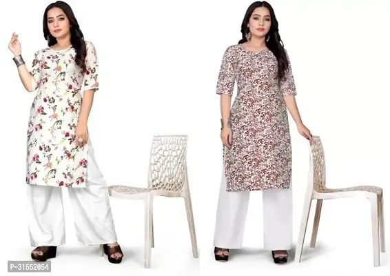 Stylish Crepe Stitched Kurta For Women Pack Of 2-thumb0