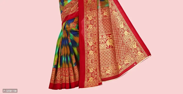 Stylish Multicoloured Art Silk Printed Saree with Blouse piece For Women-thumb5