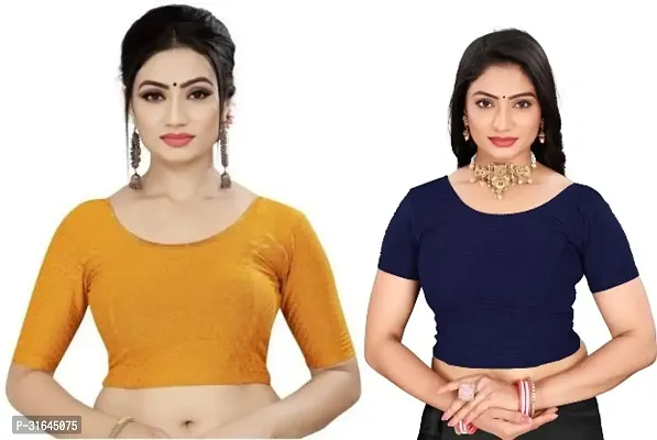 Reliable Multicoloured Lycra Blend Stitched Blouses For Women Pack Of 2