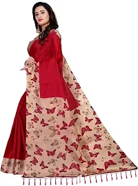 Elegant Red Silk Blend Saree with Blouse piece For Women-thumb3