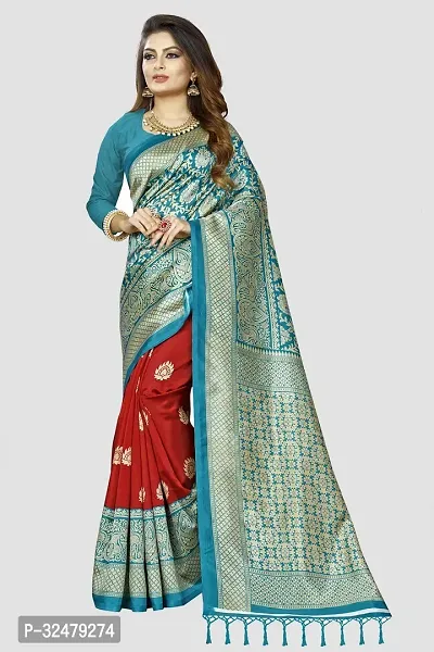 Beautiful Multicoloured Art Silk Woven Design Saree With Blouse Piece For Women-thumb0