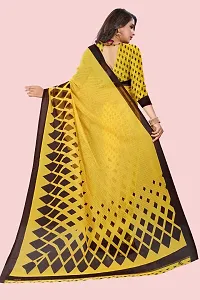 Stylish Yellow Georgette Printed Saree with Blouse piece For Women-thumb2