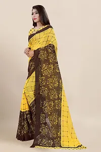 Stylish Yellow Georgette Printed Saree with Blouse piece For Women-thumb3