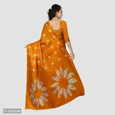 Beautiful Orange Art Silk Printed Saree With Blouse Piece For Women-thumb2