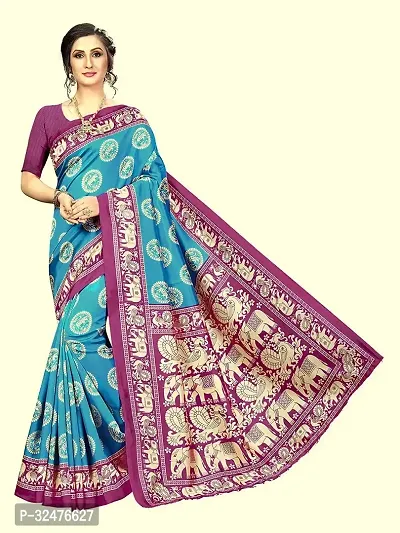 Elegant Blue Art Silk Woven Design Saree With Blouse Piece For Women-thumb0