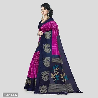 Beautiful Cotton Blend Pink Printed  Saree with Blouse piece For Women-thumb4