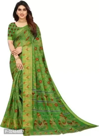 Elegant Cotton Silk Printed Saree with Blouse piece For Women