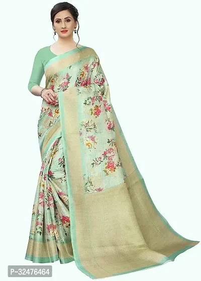 Elegant Green Art Silk Printed Saree With Blouse Piece For Women-thumb0