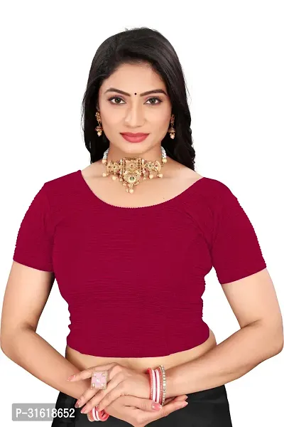 Reliable Maroon Lycra Blend Stitched Blouses For Women