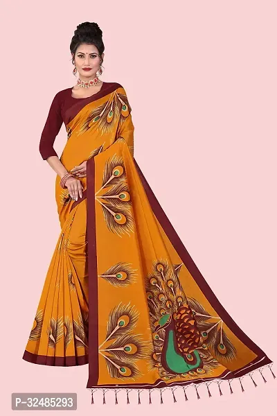 Elegant Art Silk Printed Saree with Blouse piece For Women-thumb0