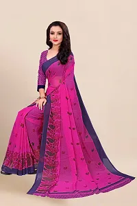 Beautiful Pink Georgette Printed Saree With Blouse Piece For Women-thumb4