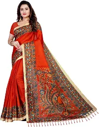 Beautiful Orange Art Silk Printed Saree With Blouse Piece For Women-thumb4